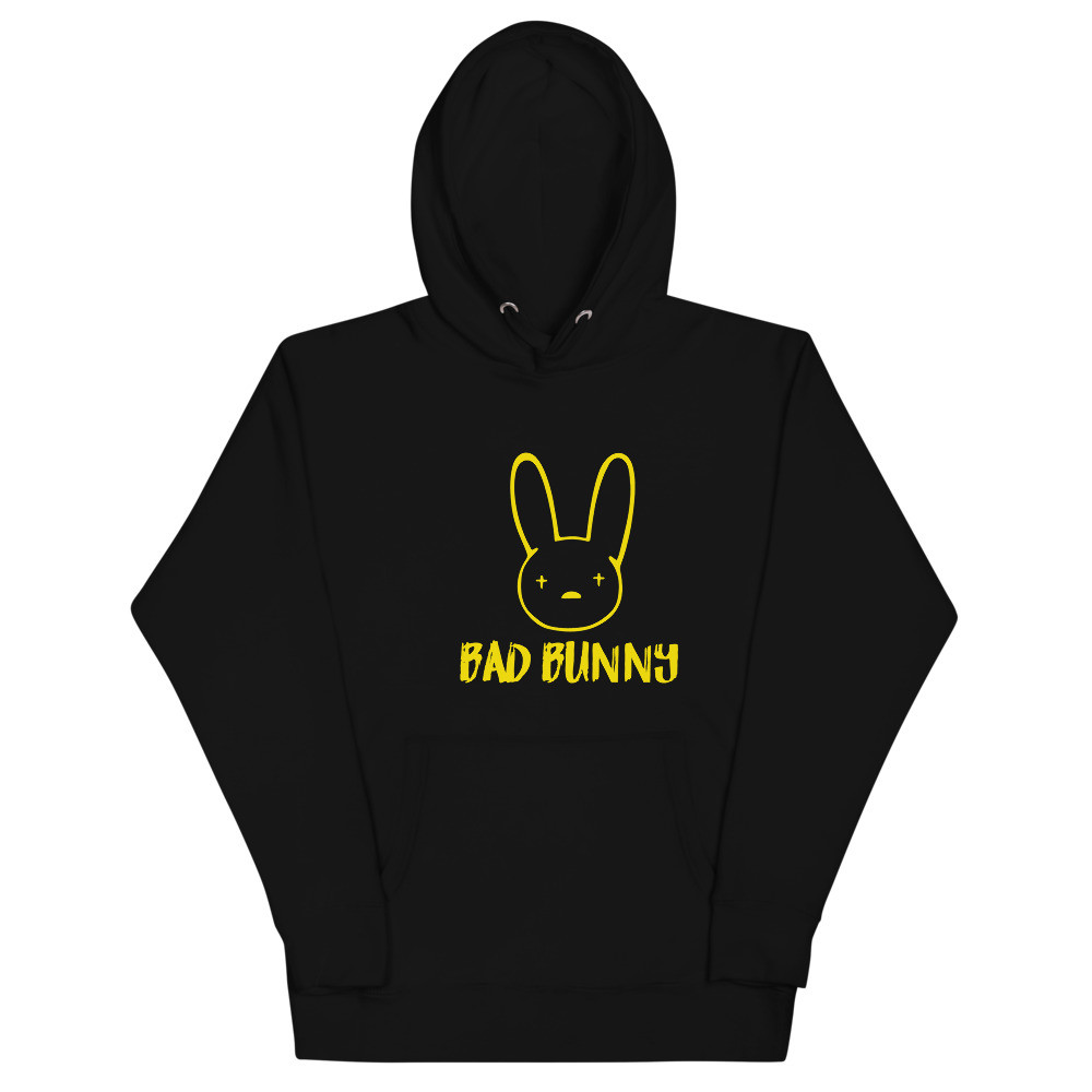 Bad Bunny Merch Bad Bunny Yellow Logo Print Hoodie