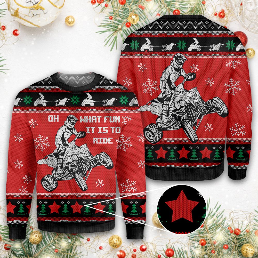 Christmas Four Wheel Oh What Fun It Is To Ride Christmas Ugly Sweater