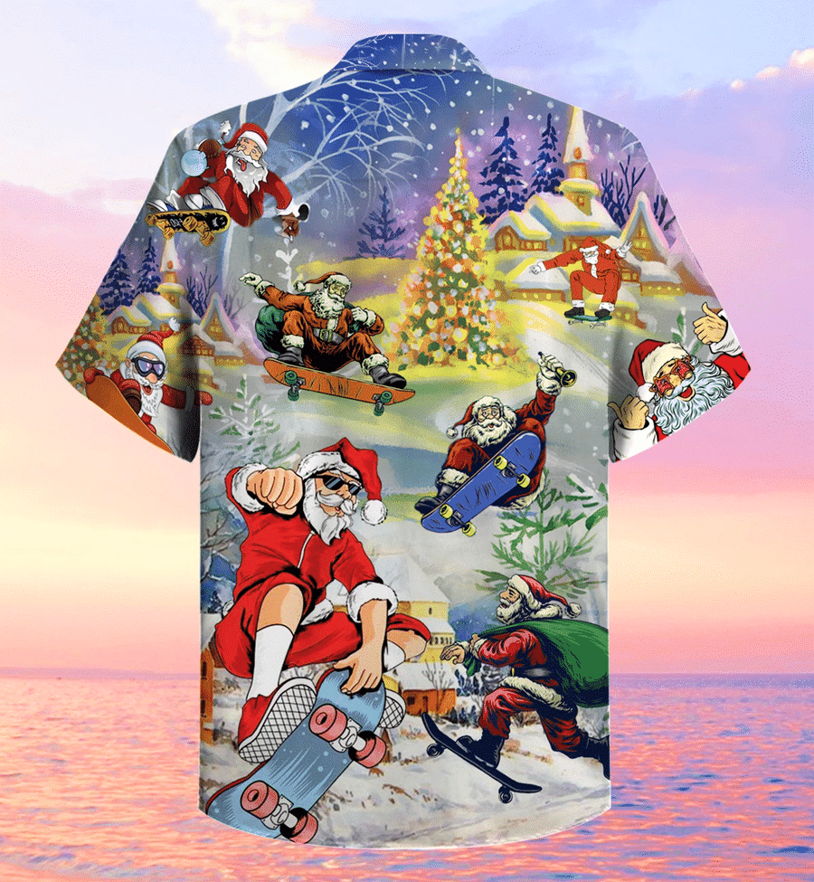 Get Here Hawaii Aloha Shirts Santa Jumping On Skateboard Christmas Ha51021