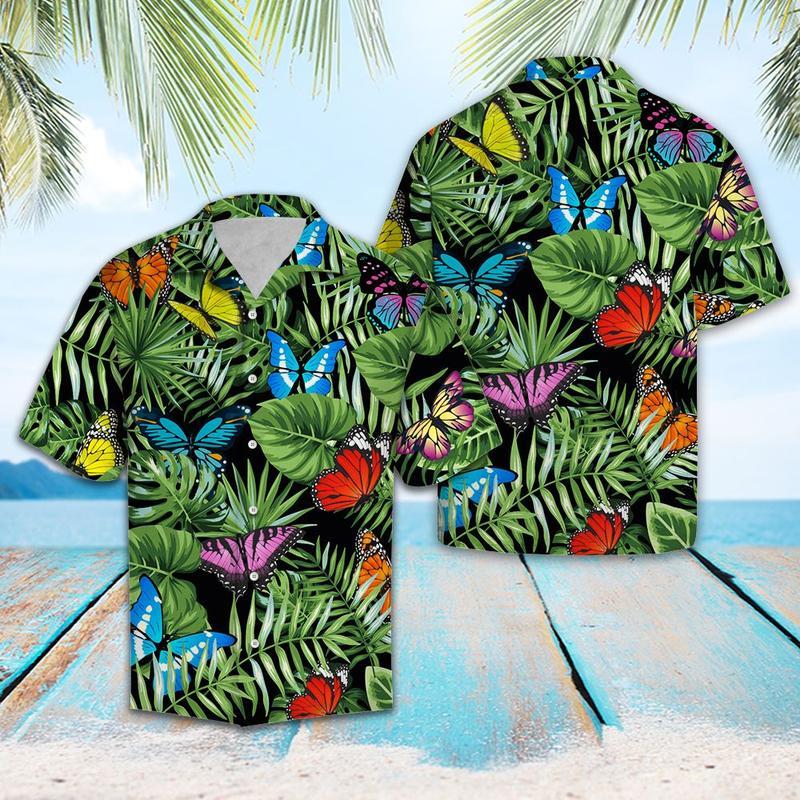 Butterfly Green Tropical Aloha Hawaii Shirts For Men Women Ha84556