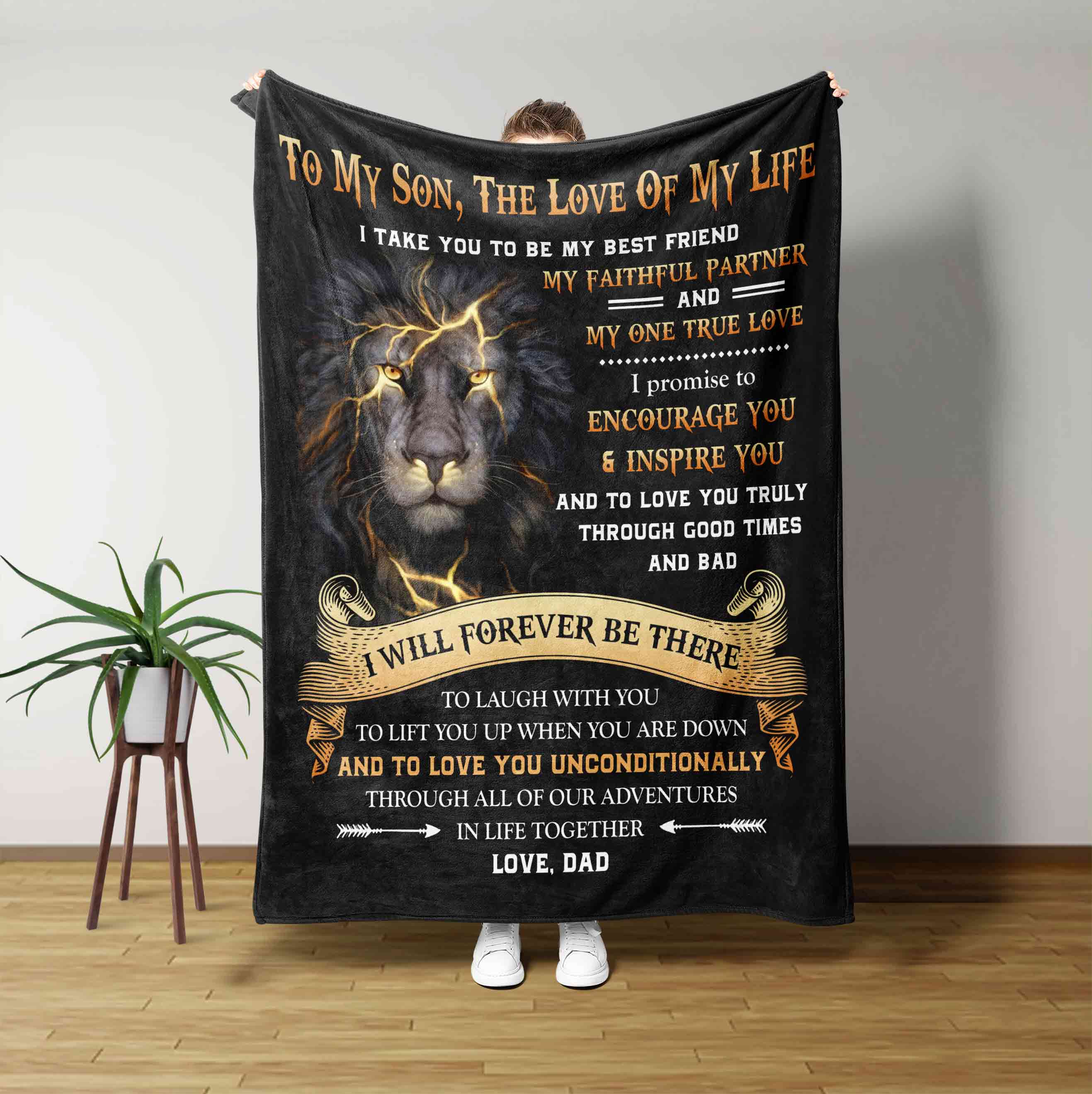 To The Love Of My Life Blanket, Lion Blanket, Custom Name Blanket, Family Blanket, Gift Blanket