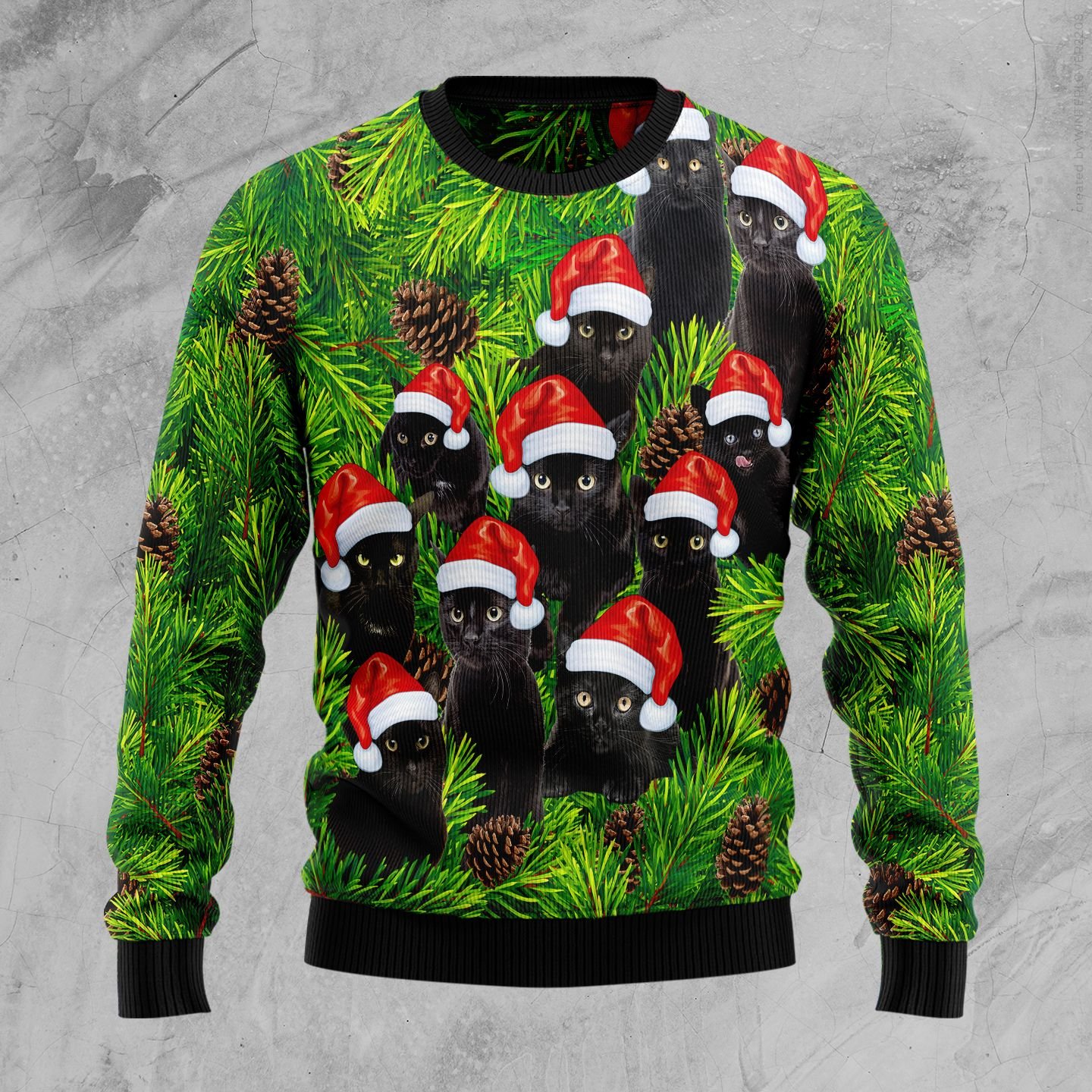 Black Cat Christmas Tree Ugly Christmas Sweater | For Men & Women | Adult | Us5166