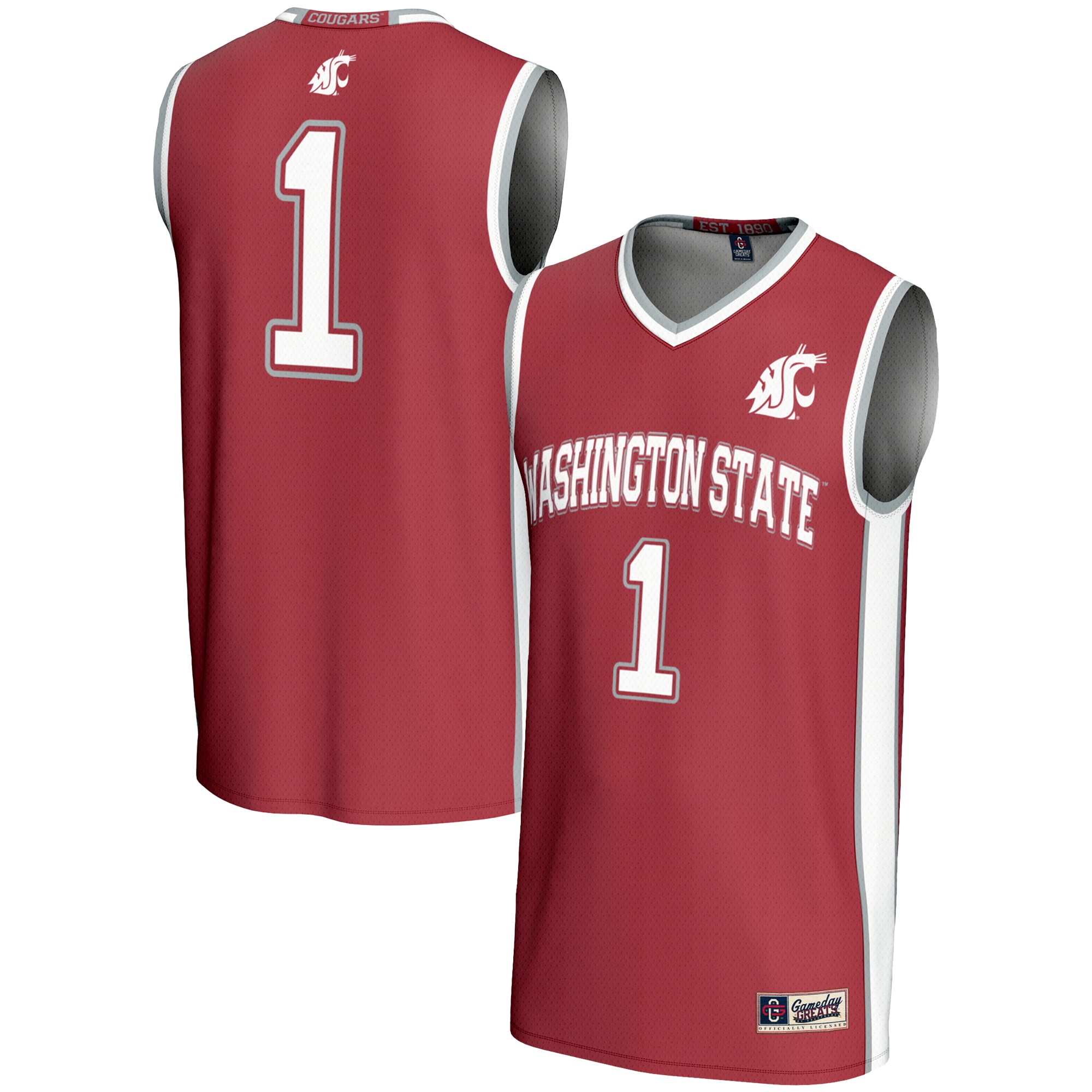 #1 Washington State Cougars GameDay Greats Lightweight Basketball Jersey – Crimson