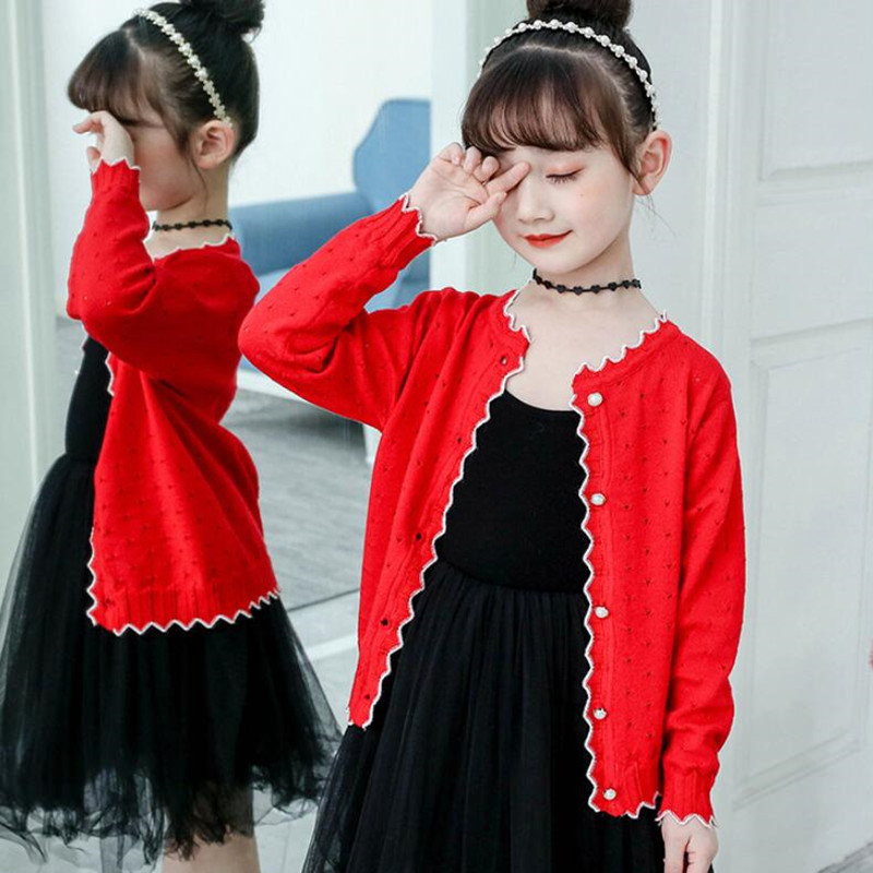 Toddler Teenager Clothes School Girls Cardigan Knitted Sweater Children Cardigans Baby Girl Sweater Long Sleeve Kids Jacket alx