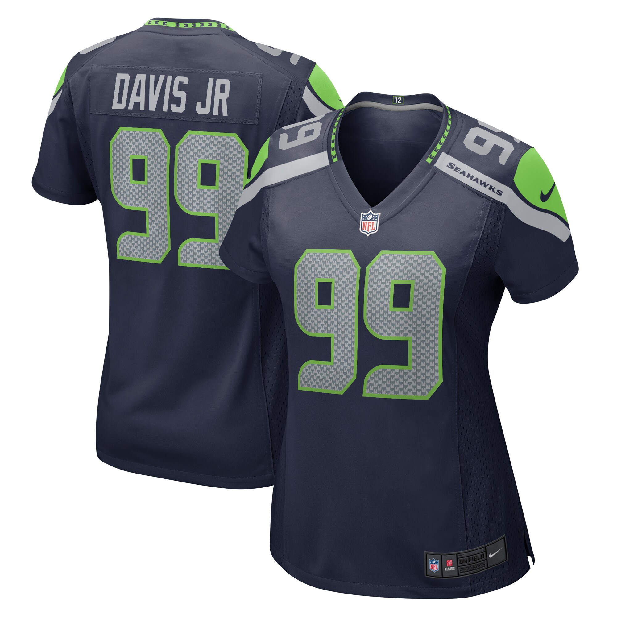 Women’s Seattle Seahawks Carl Davis Jr.  Navy  Game Jersey