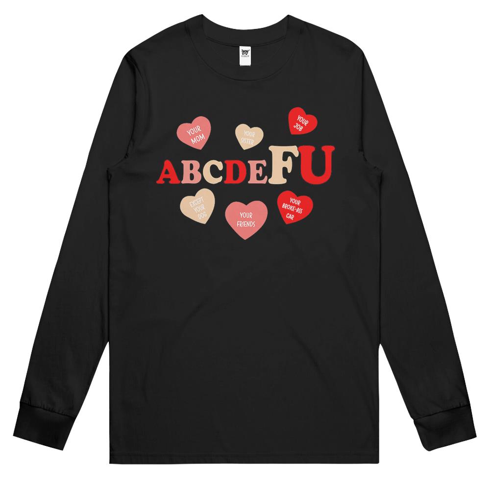 Abc.De.Fu Valentines Retro Funny Hearts Valentine Candy. Long Sleeve T Shirts