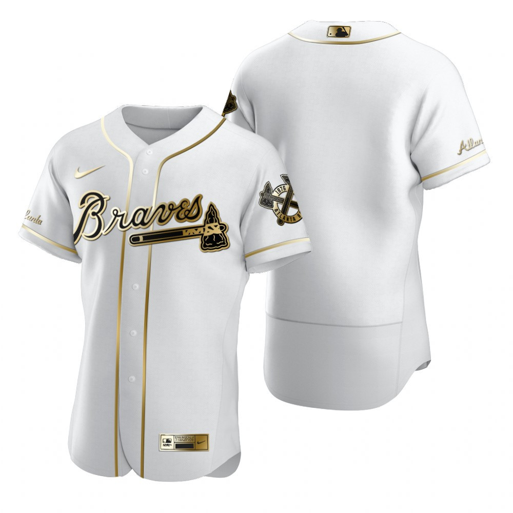 Atlanta Braves MLB Golden Brandedition White Jersey Gift For Braves Fans