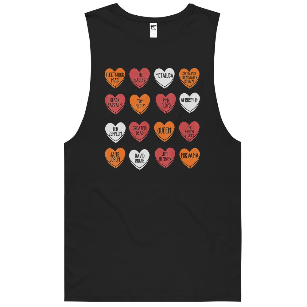 Rock Bands Hearts Candy Valentines Day Fan Music Lover Tank Top