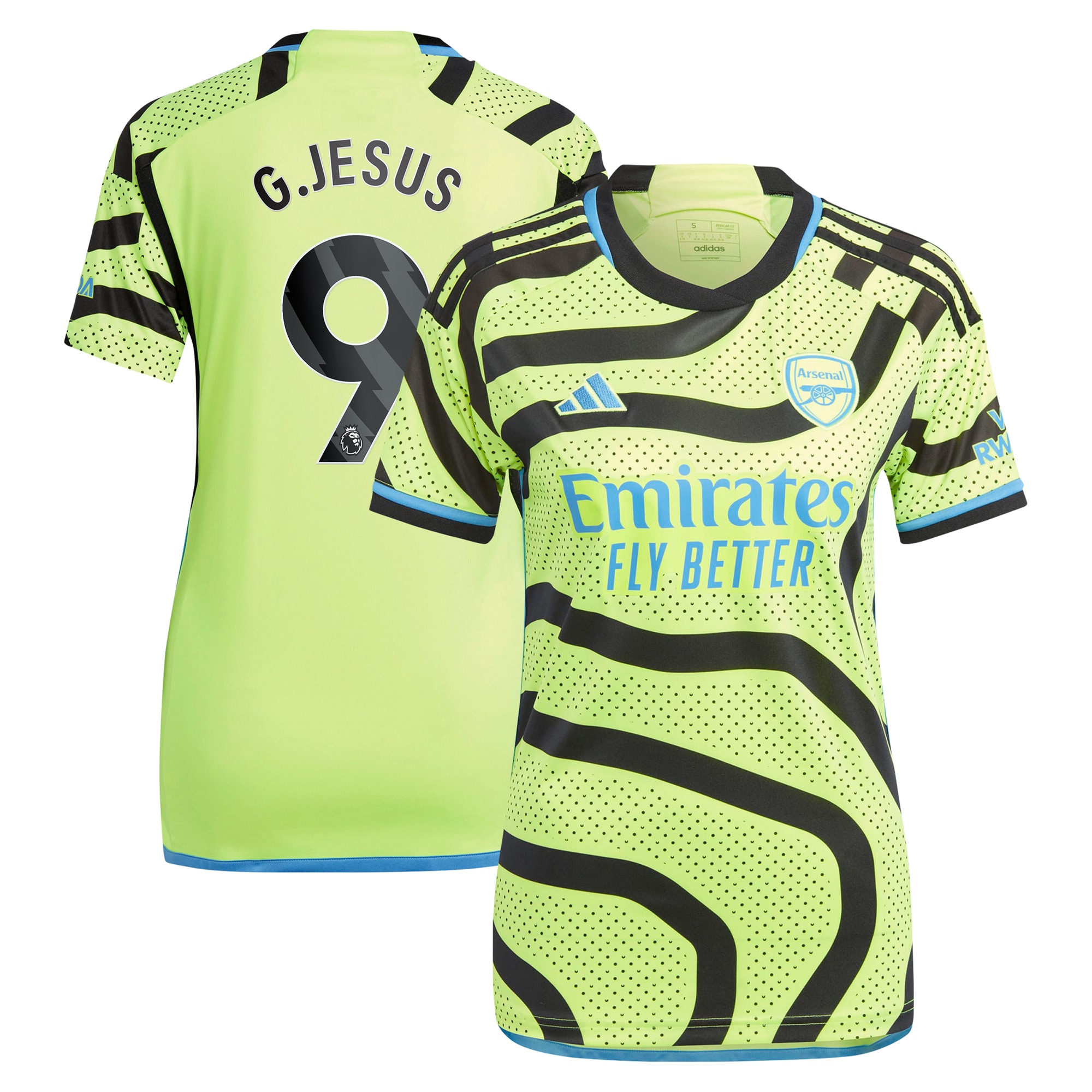 Gabriel Jesus Arsenal Women's 2023/24 Away Replica Player Jersey – Yellow