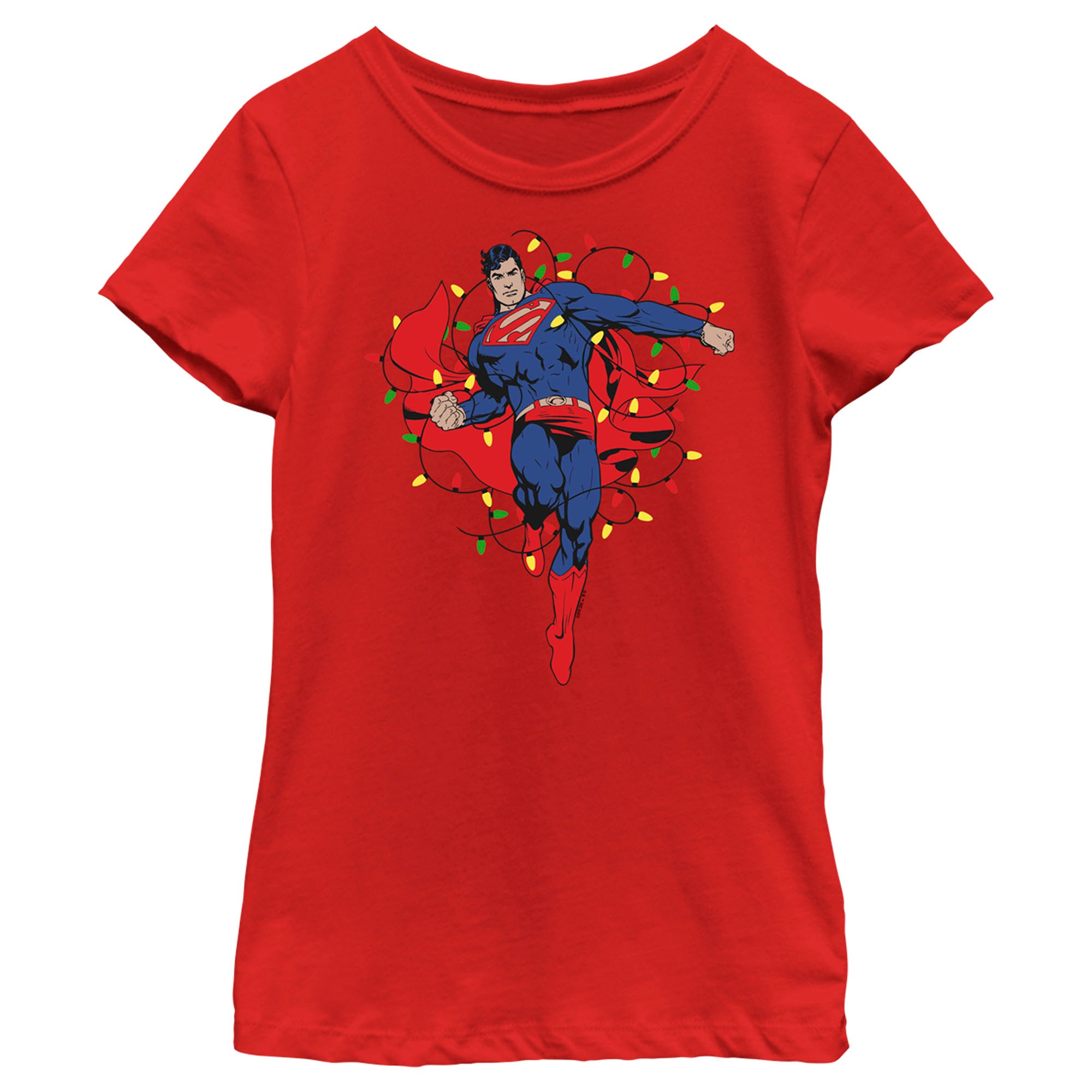 Girl’S Superman Christmas Lights T-Shirt