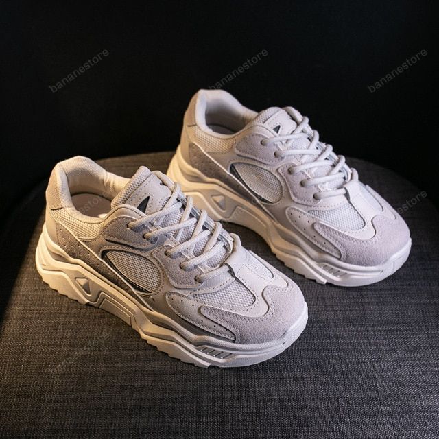 Spring Sneakers Women Thick Bottom Daddy Shoe Thick Bottom Round Toe Breathing Leisure Female Vulcanize Shoes S267