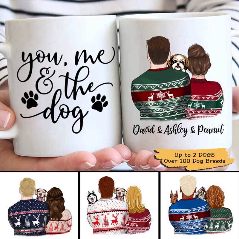 You Me And The Peeking Dogs Christmas Personalized Coffee Mug