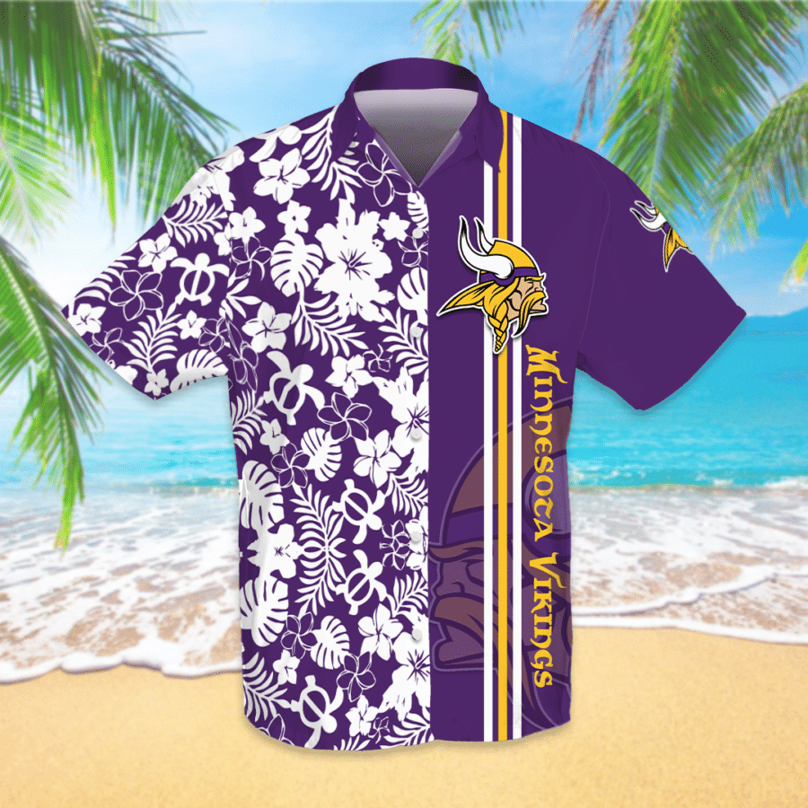 Minnesota Vikings Football Team All Over Print 3D Hawaiian Shirt-Purple