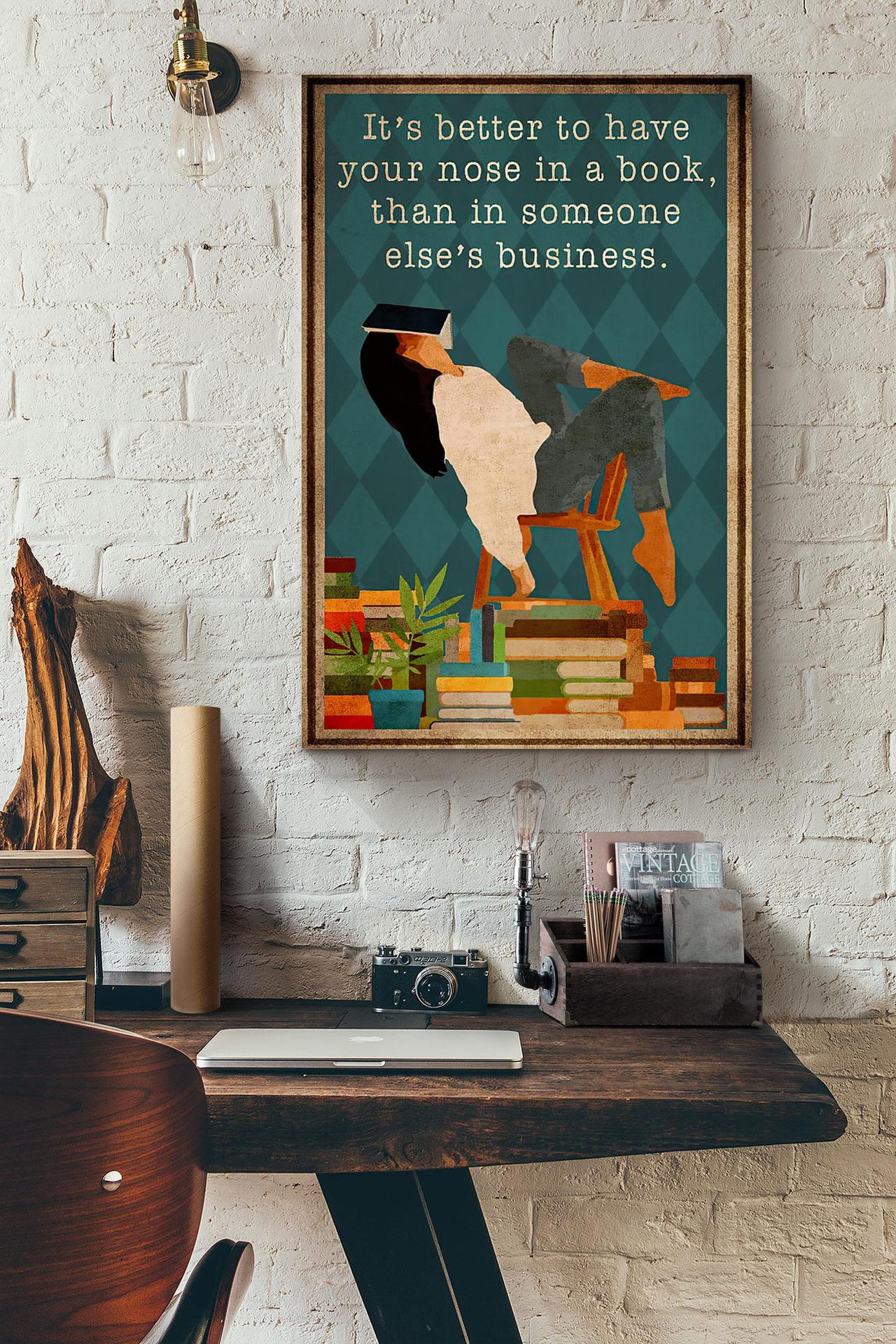 It’S Better To Have Your Nose In A Book Than In Someone Else’S Business Canvas And Poster, Canvas Prints, My Poster Wall, Canvas Wall Art, Wall Decor Visual Art, Halloween Gift, Happy Halloween