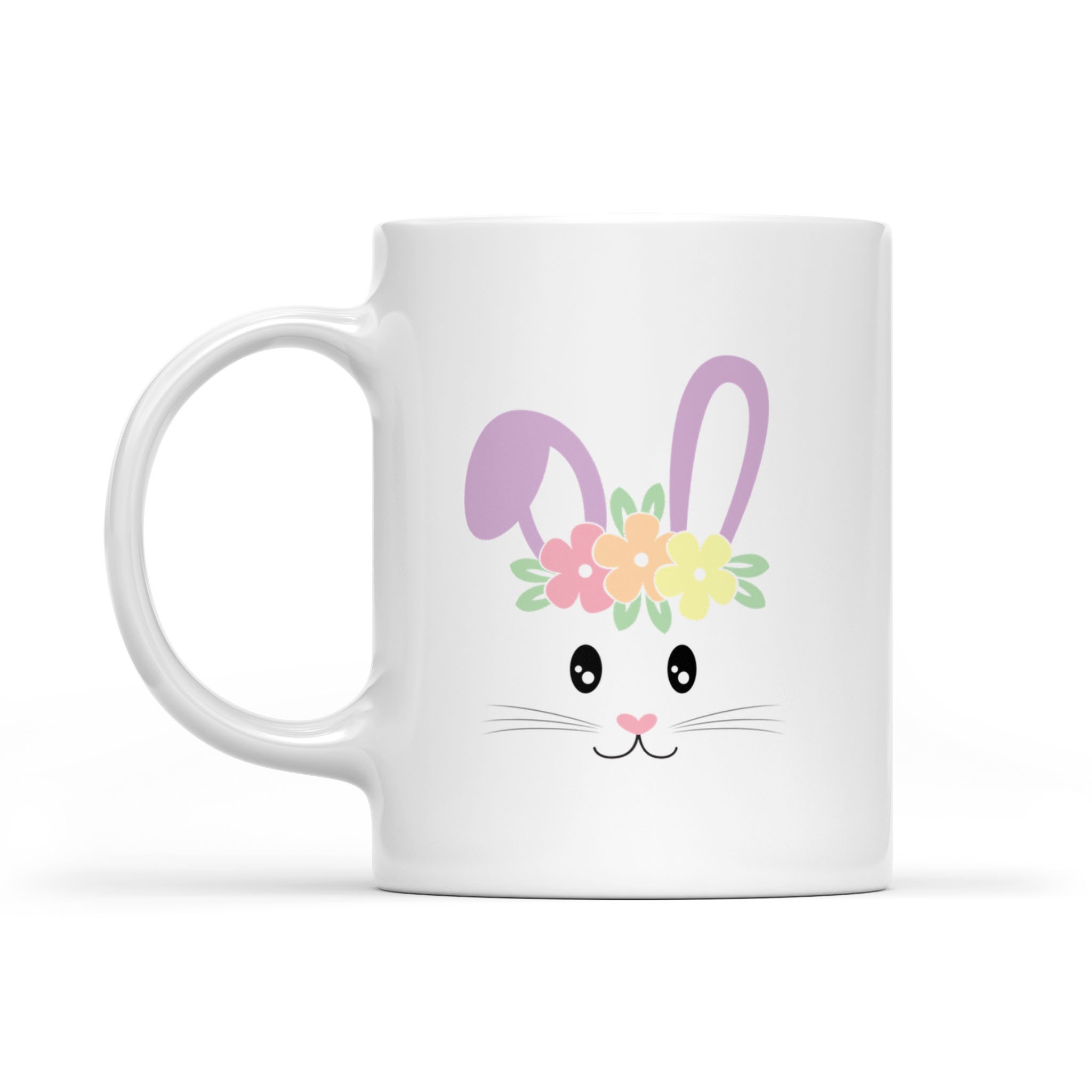 Cute Easter Bunny Face Pastel Mug For Girls – White Mug