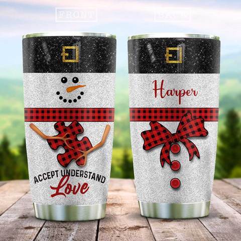 Autism Snowman Personalized Kd2 Stainless Steel Tumbler, Personalized Tumblers, Tumbler Cups, Custom Tumblers Christmas Decor Ideas