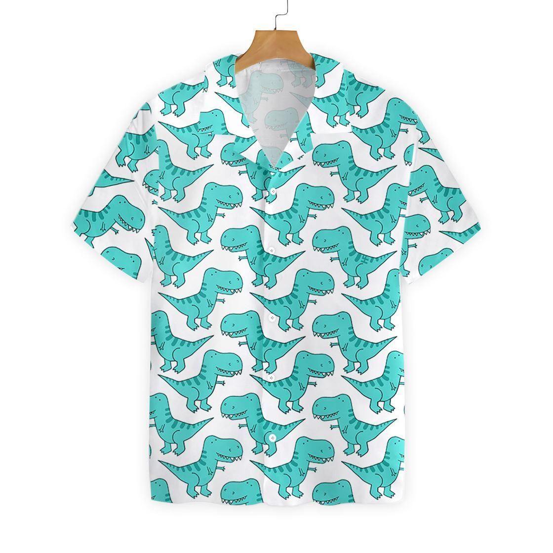 Dinosaur Pattern Turquoise Color 0708 Hawaii Shirt Ha15265