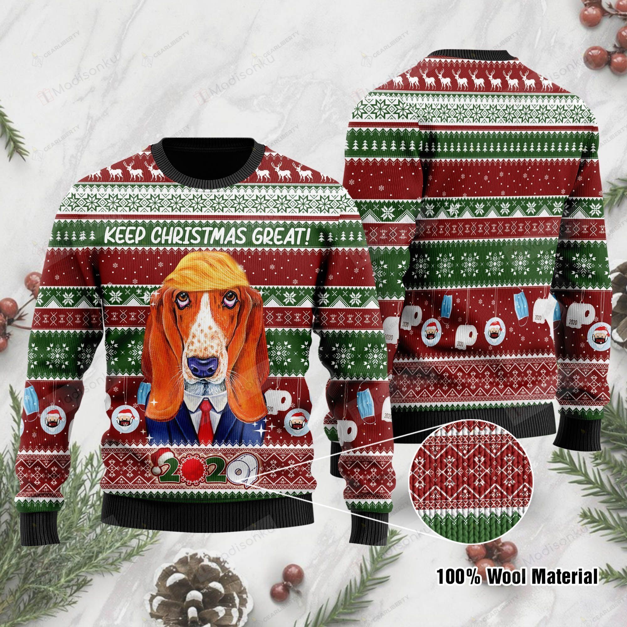 Basset Hound  Ugly Christmas Sweater, All Over Print Sweatshirt