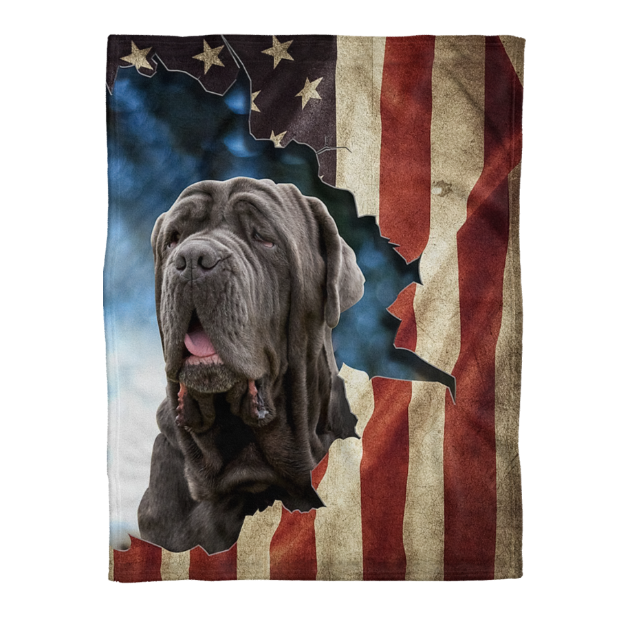 Beautiful Neapolitan Mastiff American Flag Blanket Gift For Dog Lovers Birthday Gift Home Decor Bedding Couch Sofa Soft And Comfy Cozy