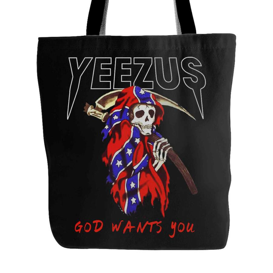 Yeezus Grim Reaper God Wants You Skull Poster Kanye West Tote Bag