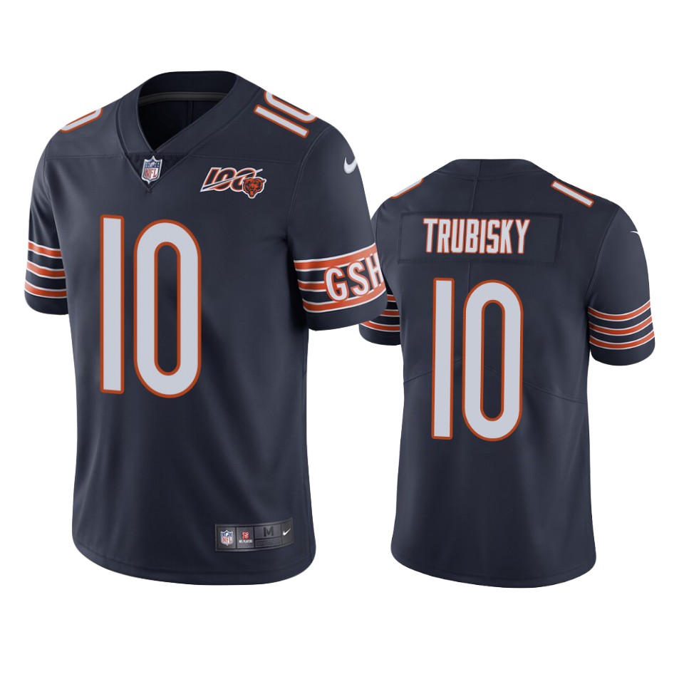 Chicago Bears Mitchell Trubisky Navy 100th Season Limited Jersey – Mens