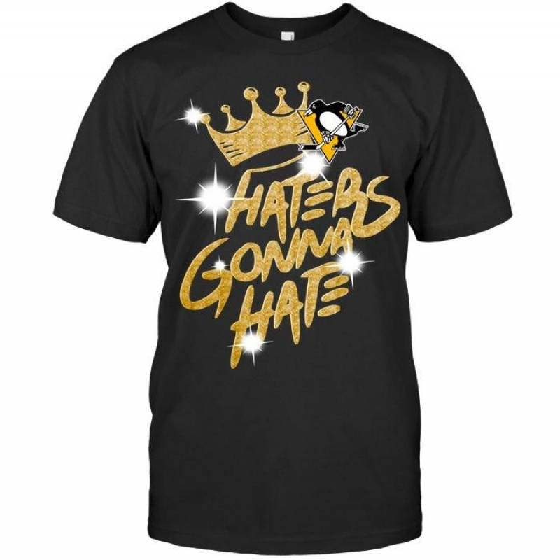 Pittsburgh Penguins Crown Haters Gonna Hate Glitter Pattern T Shirt – Gearpenguin.com