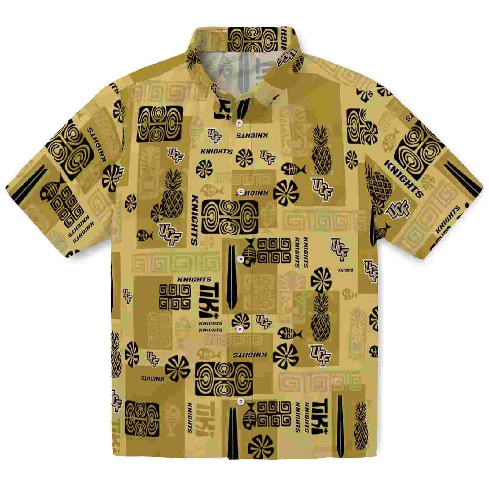Ucf Knights Tribal Symbols Gold Hawaiian Shirt