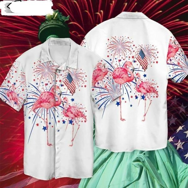 Flamingo Fireworks Happy Of July Us Independence Day Hawaii Shirt Ha45930