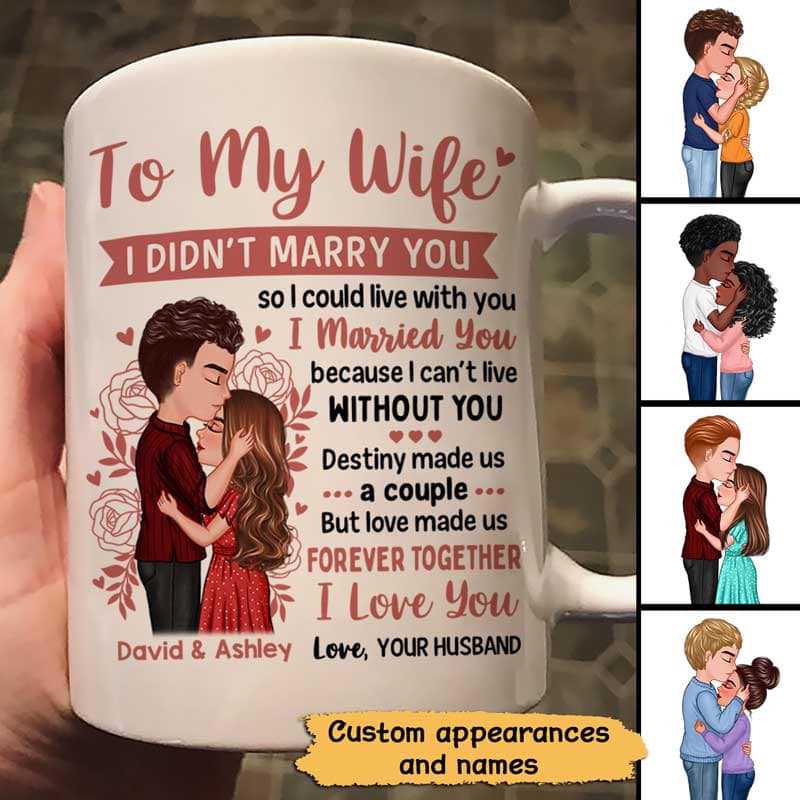 To My Wife Doll Couple Kissing Valentine‘S Day Gift For Her Personalized Mug