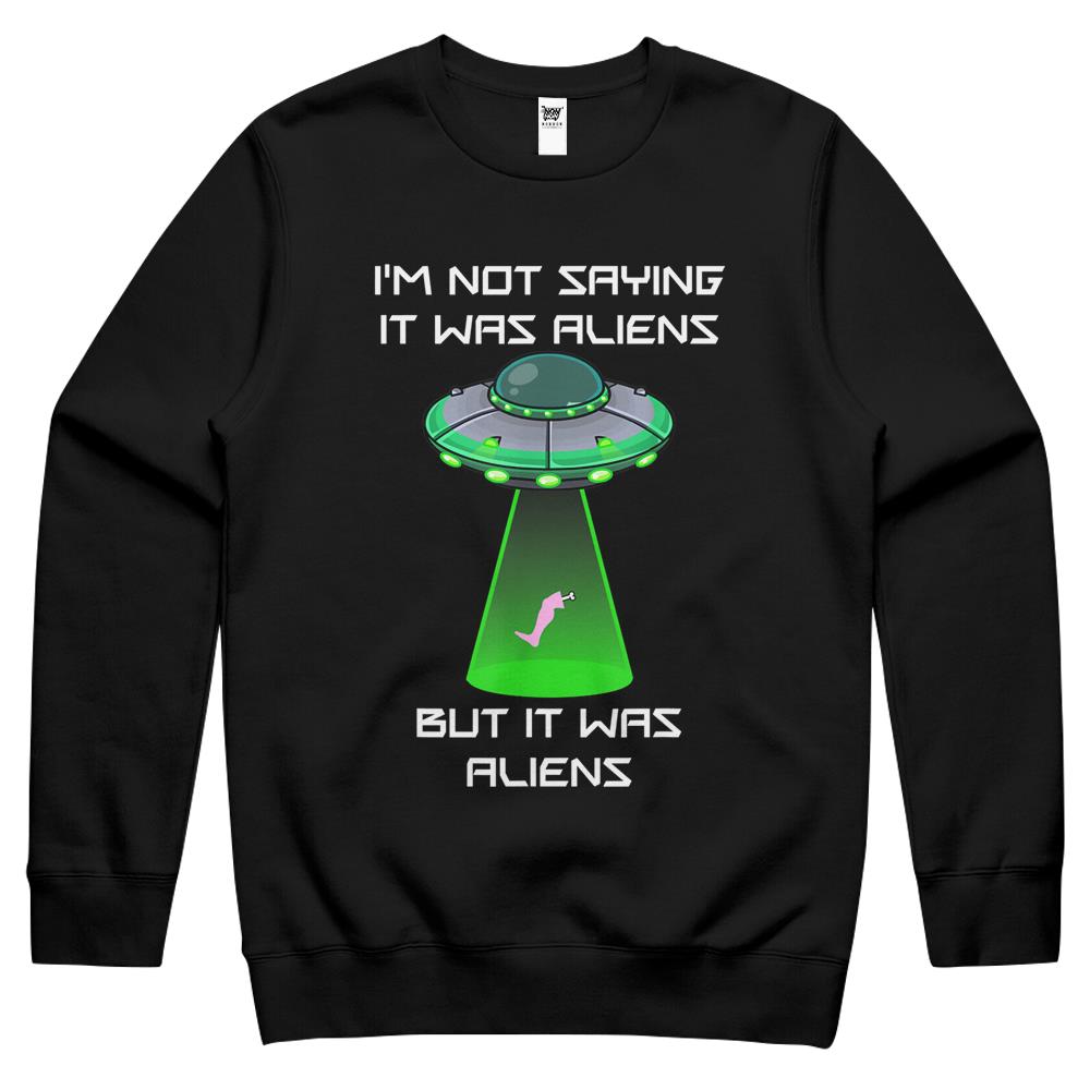 Funny Amputee Leg Foot Amputation Ufo Alien Abduction Joke Crewneck Sweatshirt