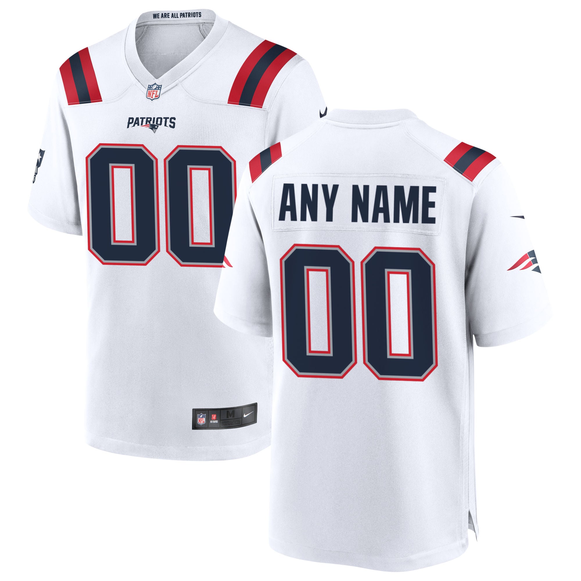 New England Patriots Custom Game Jersey – White