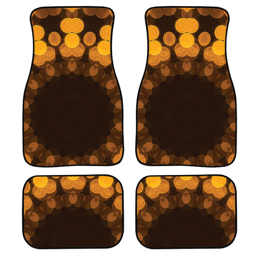 Yellow Spot Kaleidoscope Print Front And Back Car Floor Mats, Front Car Mat