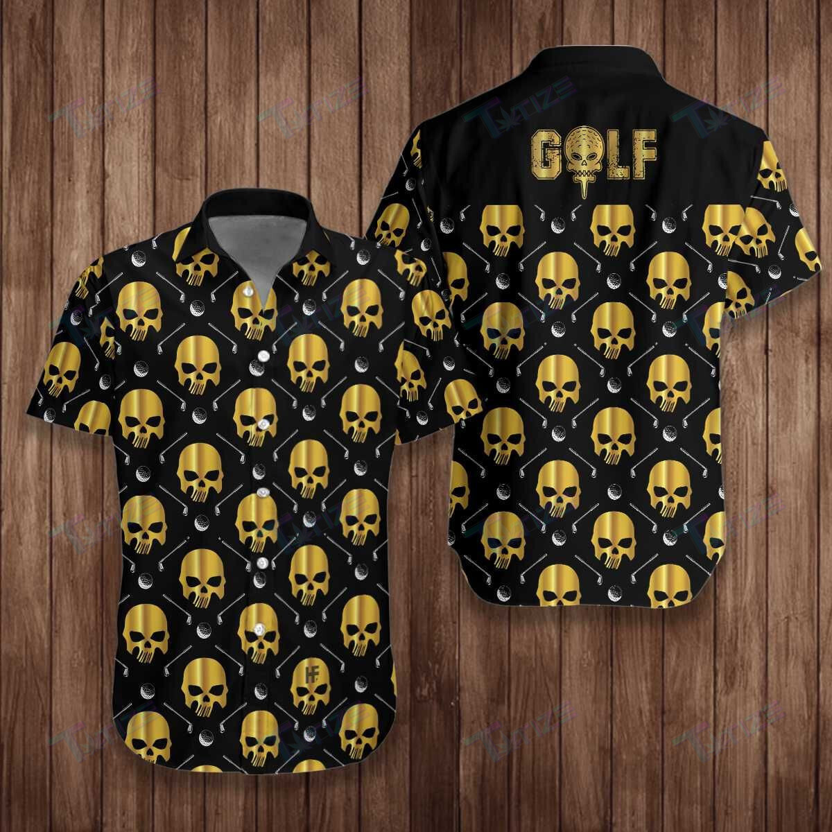 Golf And Golden Skull All Over Printed Hawaii Shirt Size S Ha102851