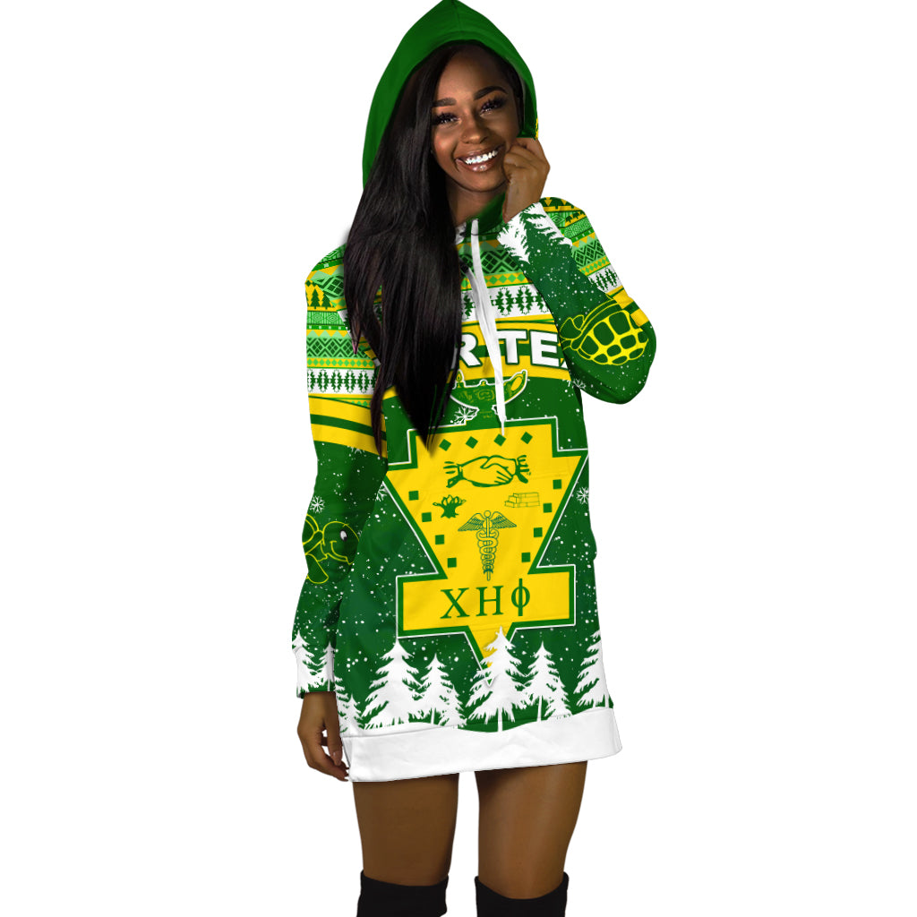 (Custom Personalised) Chi Eta Phi Christmas Hoodie Dress African Pattern Lt13