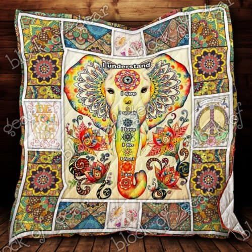 American Hippie Elephant Cl2100026Mdq Quilt Blanket