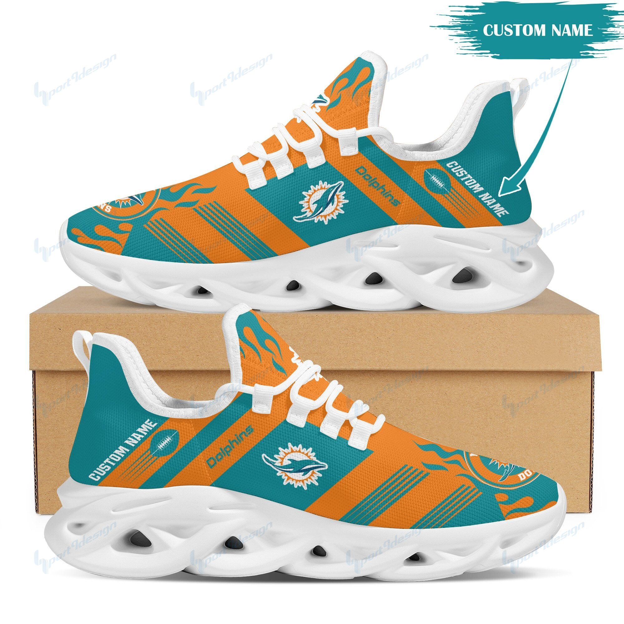 Miami Dolphins Personalized Yezy Running Sneakers Bb588