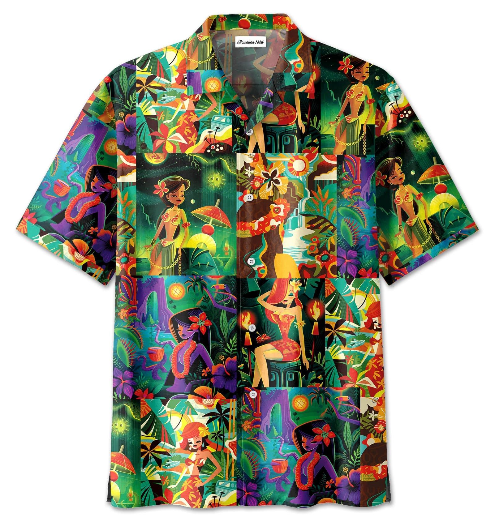 Tiki Lady Art Unisex Hawaii Aloha Shirts Ha5348