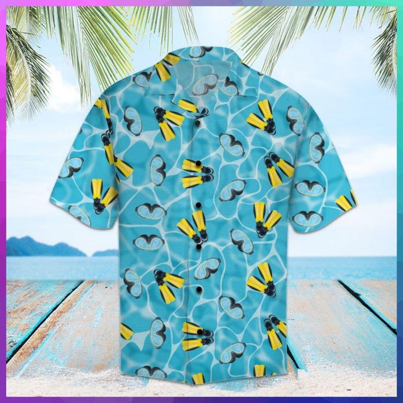 Scuba Diving Blue Yellow Best Design Hawaii Shirt Ha44926