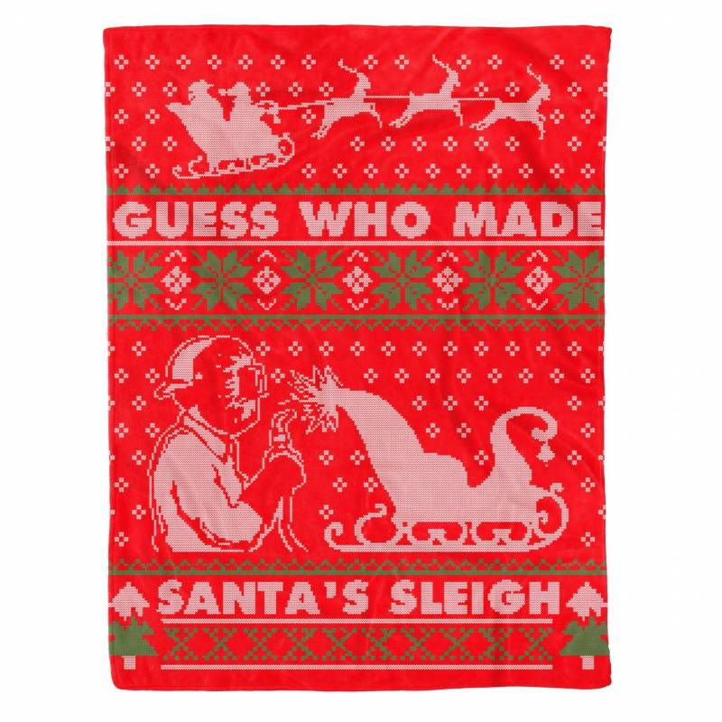 Ugly Christmas Santa Sleigh Welder CLM2812735S Sherpa Fleece Blanket