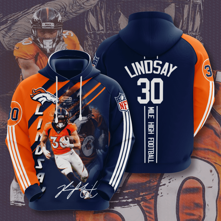 Denver Broncos Phillip Lindsay 56 Unisex 3D Hoodie Gift For Fans