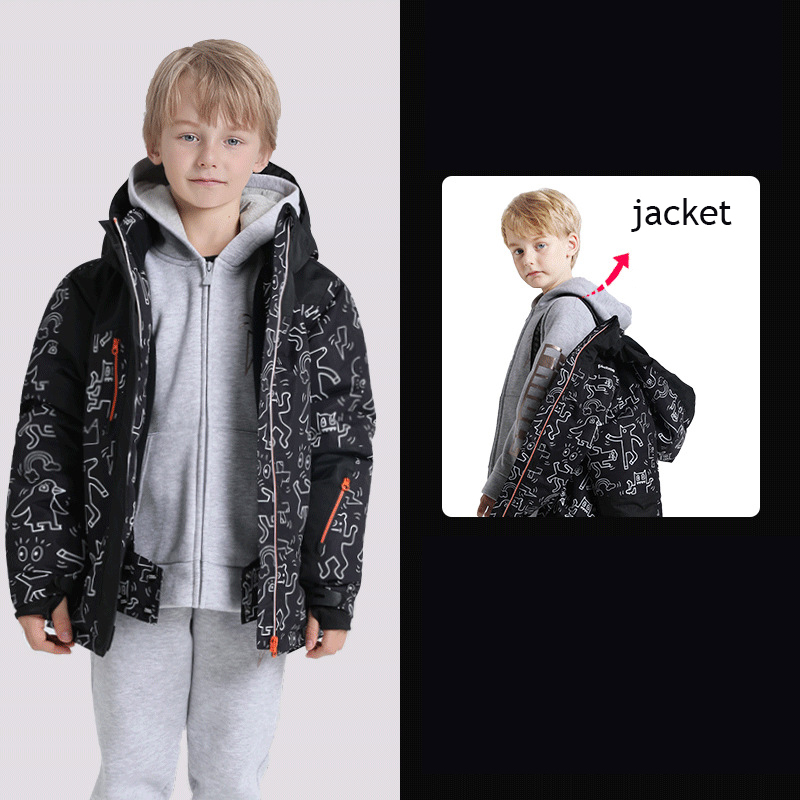 2022 Winter New Children Ski Jacket Boys Waterproof Outdoor Girls Warm-up Coats Snowboard Mountaineering Jacket Windproof Suit alx