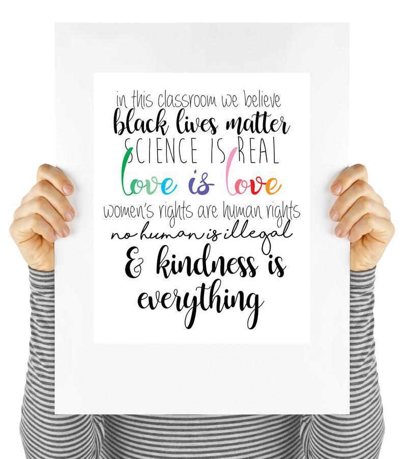 Good Vibes Poster, Classroom Art, Black Lives Matter, Love Is Love, Motivational Quote, Digital Download, Typography, Art Print,