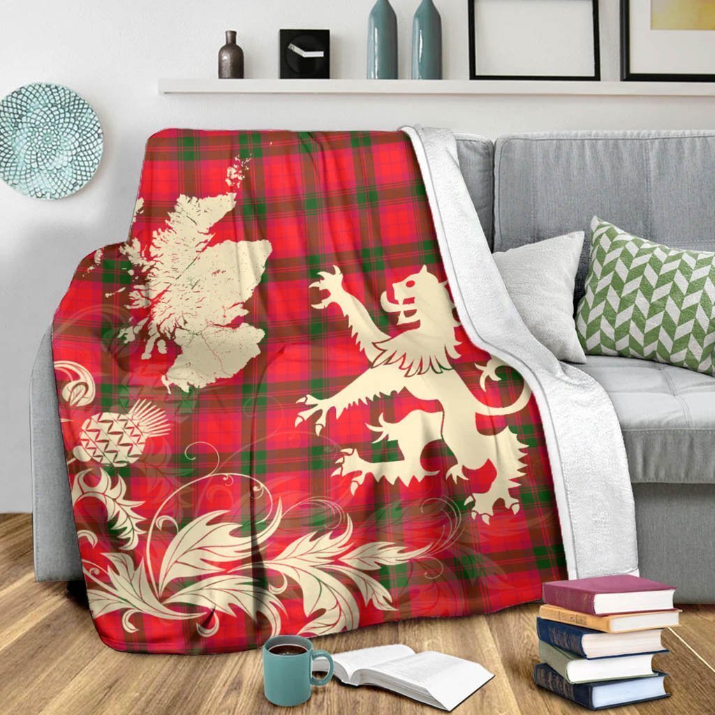 Tartan Blanket Macnab Modern Tartan Scotland Lion Thistle Map Plaid Blanket