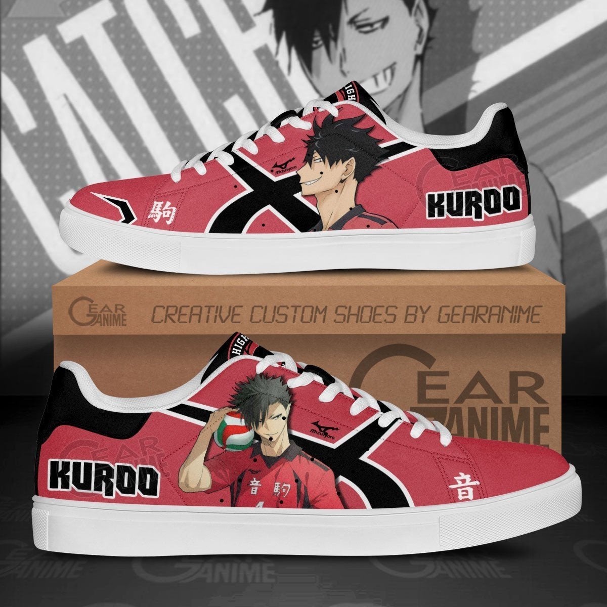 Tetsuro Kuroo Skate Shoes Custom Haikyuu Anime Shoes Bigmeok