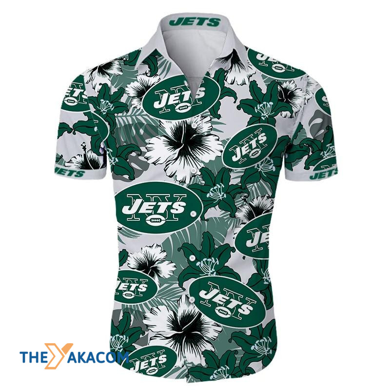 New York Jets Nfl Team Gift For Fan Tropical Flower Short Sleeve Hawaii Shirt Ha38322