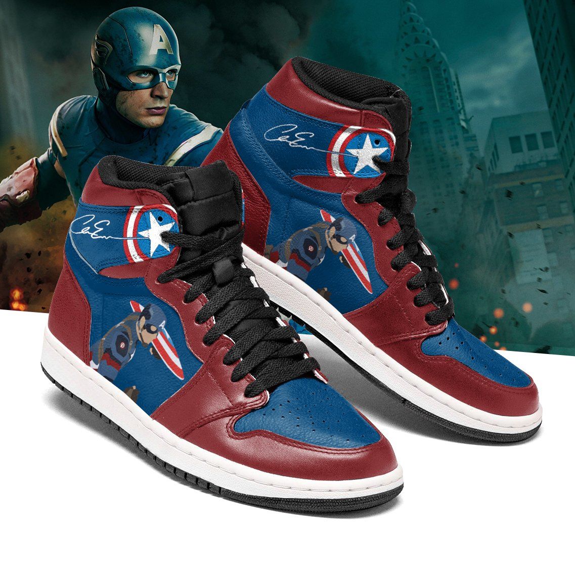 Captain America 05 Air Jordan Sport Custom Sneakers