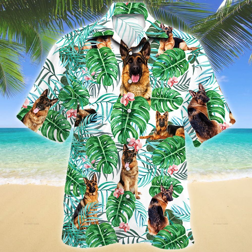 German Shepherd Dog Tropical Plant Hawaiian Shirt Ha37636