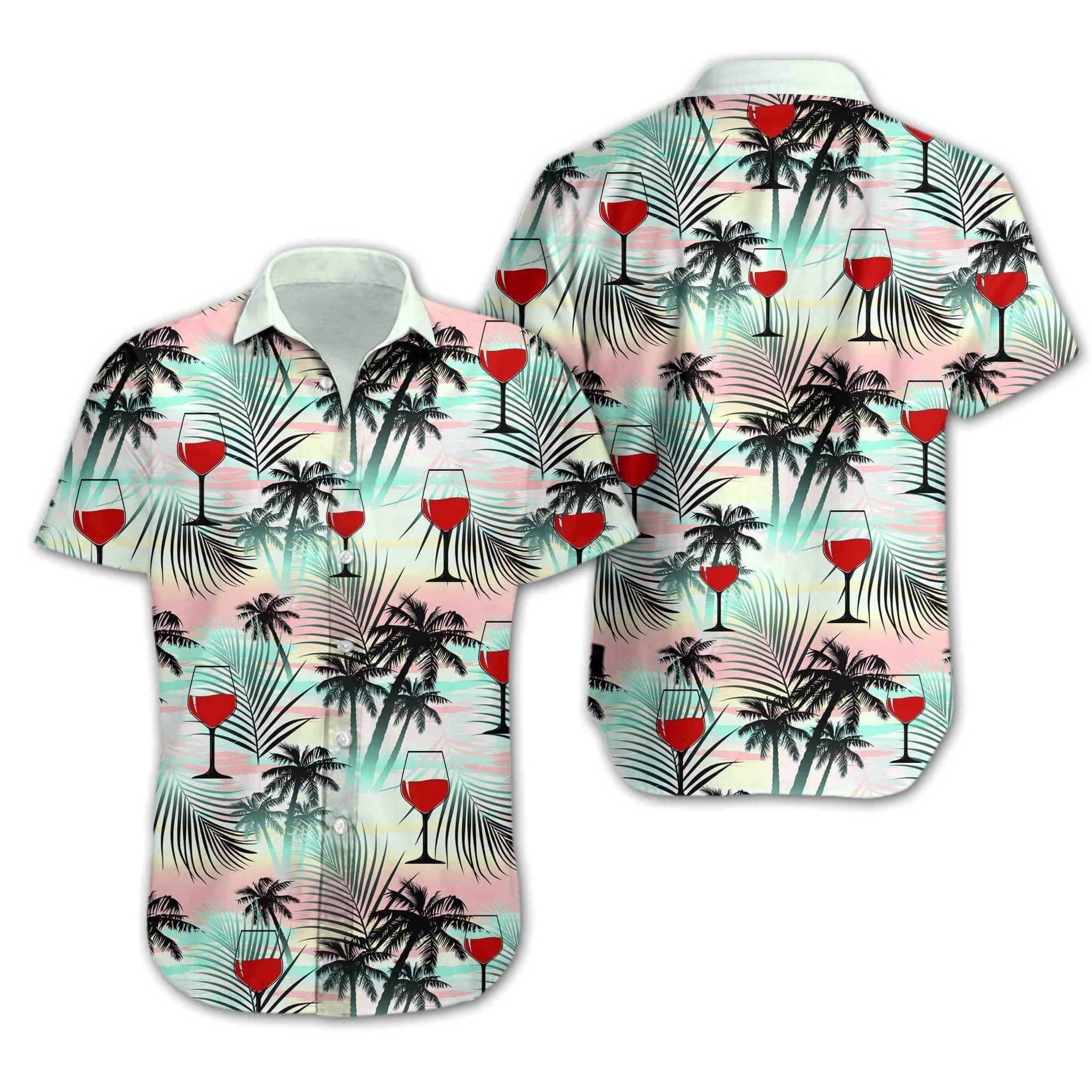 Wine Beach Tropical Full Printing Aloha Hawaiian Shirt Colorful Short Sleeve Summer Beach Casual Shirt For Men And Women