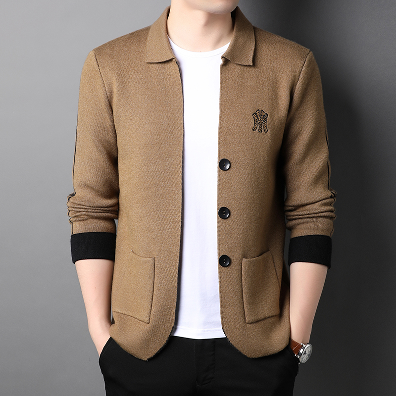 2021 men’s autumn and winter cashmere knitted cardigan fashion trendy personality coat shawl sweater alx