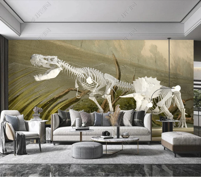 3D Dinosaur Fossil Wall Mural Wallpaper Lqh 127